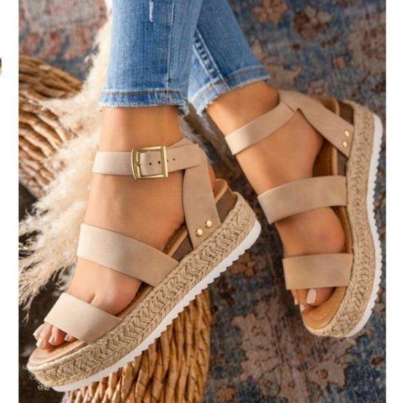 Espadrille Sandals in Taupe - Picture 4 of 5
